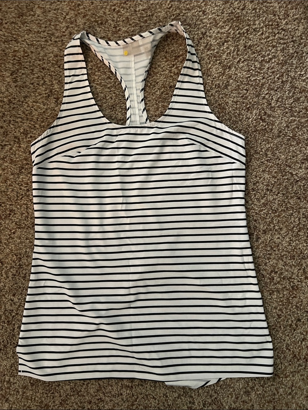 Women’s XS Zella Striped Racerback Tank Top - White & Black